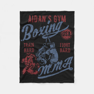Cobertor De Velo Aidan's Gym Boxing Mma Retro Design para o nome A