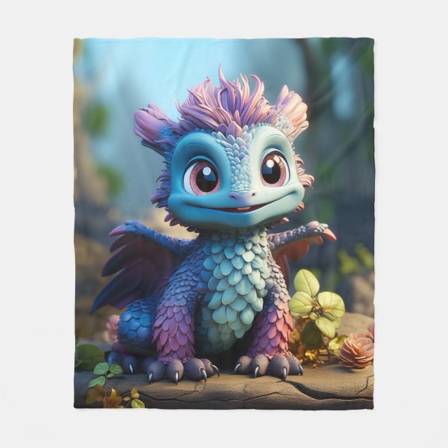 Cobertor De Velo Aiden, um Dragão Whimsical (Frente)
