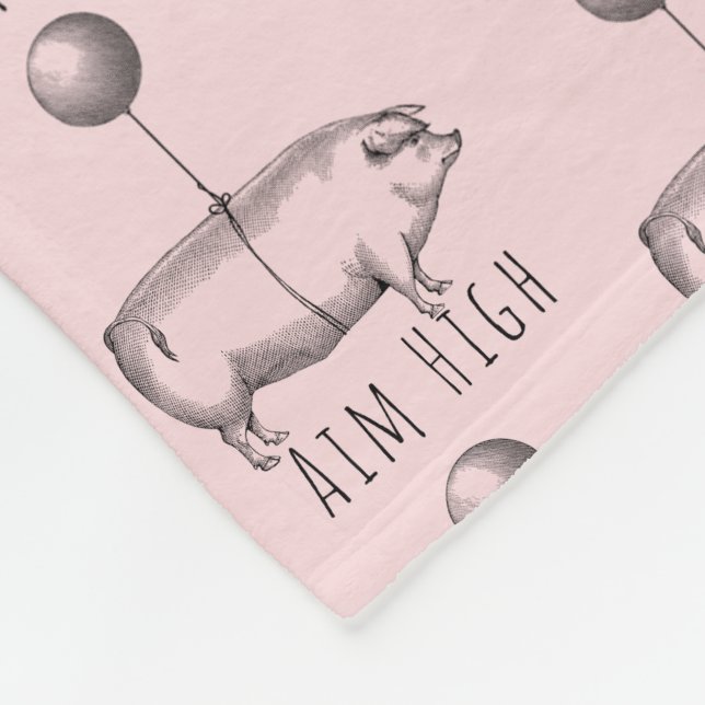 Cobertor De Velo Aim High Cute Pig and Balloon Inspirational (Quina)