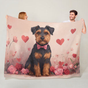 Cobertor De Velo Airedale com Rosas - Dia dos Namorados