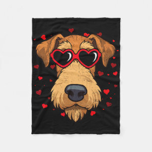 Cobertor De Velo Airedale Terrier Dia dos Namorados Coração Amantes