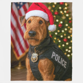 Cobertor De Velo Airedale Terrier Holiday Card