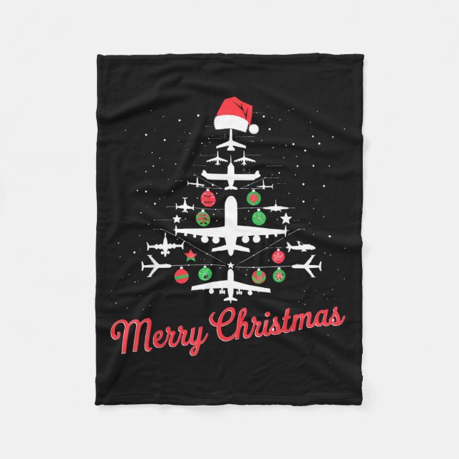 Cobertor De Velo Airplane Christmas Tree Cute Airplane Xmas Holiday (Frente)