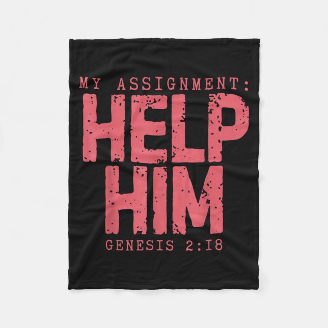 Cobertor De Velo Ajuda de Tarefa Gênesis 2_18 Fé Cristã (Frente)