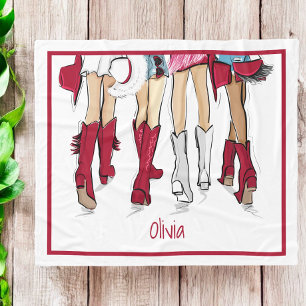Cobertor De Velo Alabama Damas Fashion Cowboy Boots Crimson Name