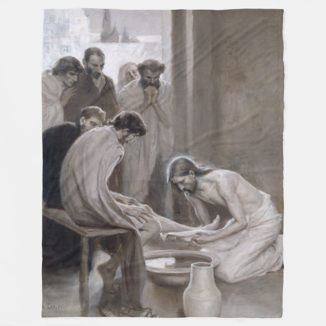 Cobertor De Velo Albert Edelsense - Jesus Lavando Pés Discípulos (Frente)