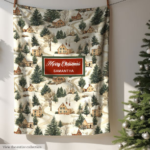 Cobertor De Velo Aldeia de Xmas Neutral das Cores Terrestres da Coz