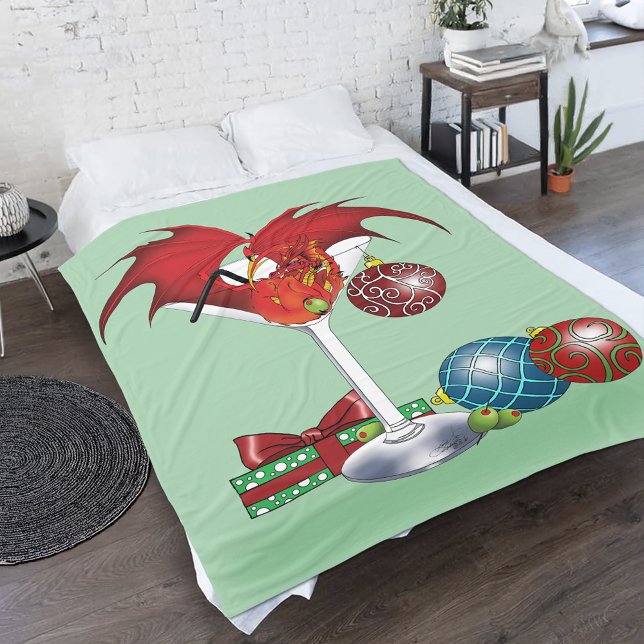 Cobertor De Velo Alegria de Férias de Natal Coquetel Dragão Vermelh (Criador carregado)