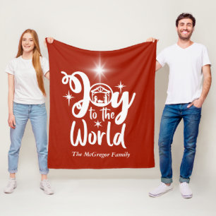 Cobertor De Velo Alegria Natal ao Mundo Vermelho e Branco