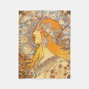 Cobertor De Velo Alfonse Mucha Zodiac Art Nouveau Mulher