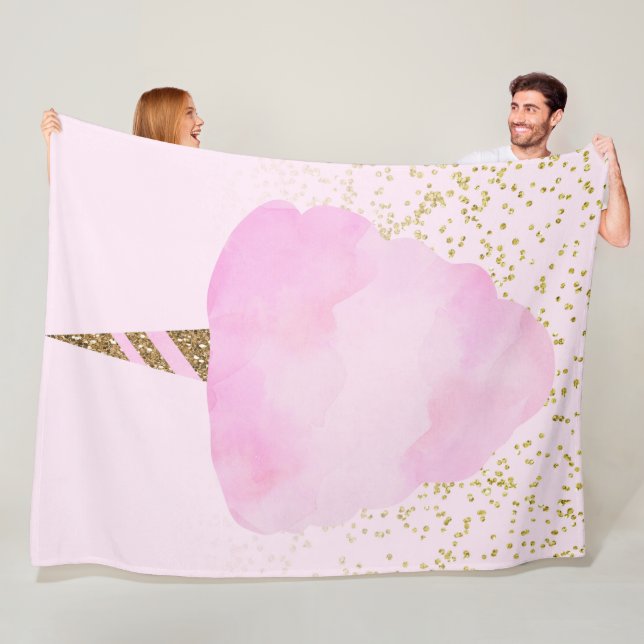 Cobertor De Velo Algodão Doce Rosa e Brilho Dourado Diversão Capric (In Situ)