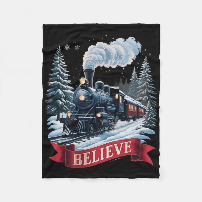 Cobertor De Velo All Aboard Polar Express Christmas North Pole Xmas (Frente)