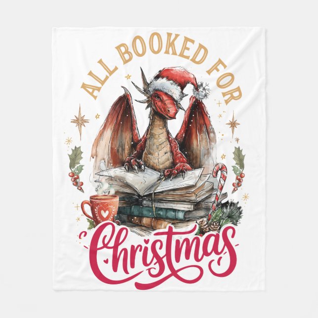 Cobertor De Velo All Booked for Christmas Dragon  (Frente)