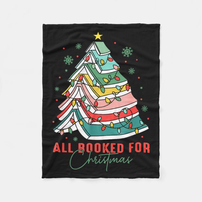 Cobertor De Velo All Booked For Christmas Teacher Librarian Book Lo (Frente)