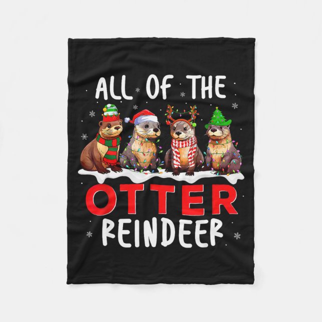 Cobertor De Velo All Of The Otter Reindeer Santa Christmas Xmas Ott (Frente)