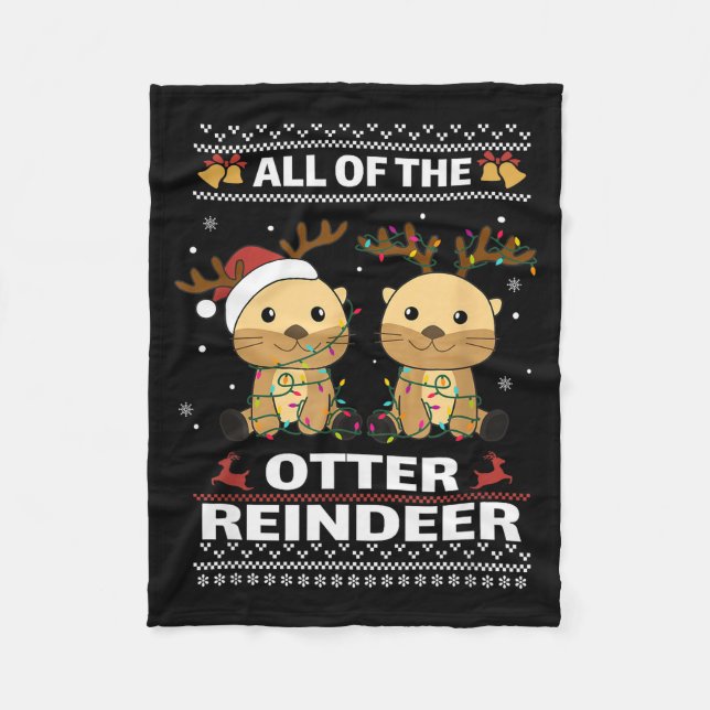 Cobertor De Velo All Of The Otter Reindeer Sweet Christmas Otters  (Frente)
