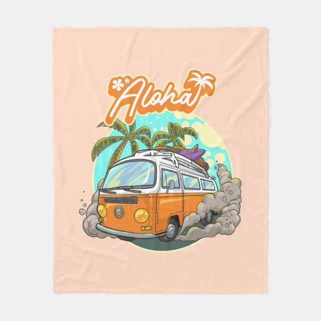 Cobertor De Velo Aloha Retro Surf Van (Frente)