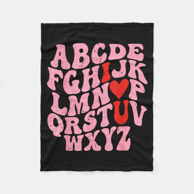 Cobertor De Velo Alphabet I Love You Valentines Day Heart Teacher K (Frente)