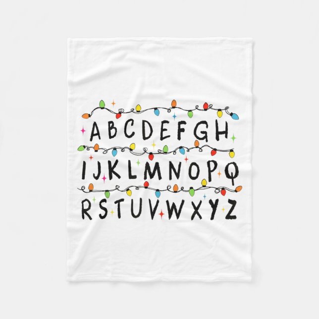Cobertor De Velo Alphabet Stranger Christmas 2025 Lights Boys Girls (Frente)