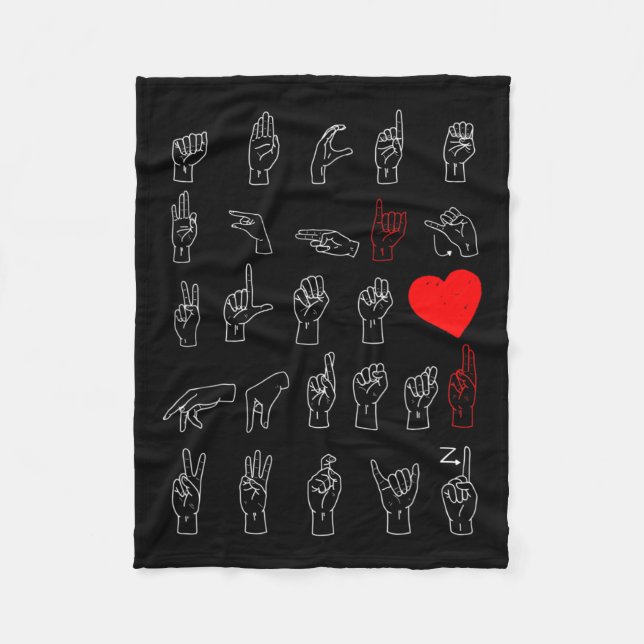 Cobertor De Velo Alphabet Teacher American Sing Language Asl Chart (Frente)