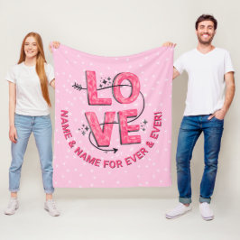 Cobertor De Velo Alterar Nome Texto Boho LOVE Palavras Tipo Rosa