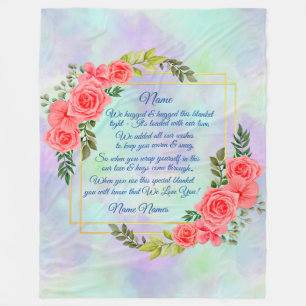 Cobertor De Velo Alterar Texto Adicionar Nome Rosa Floral Abraçamo