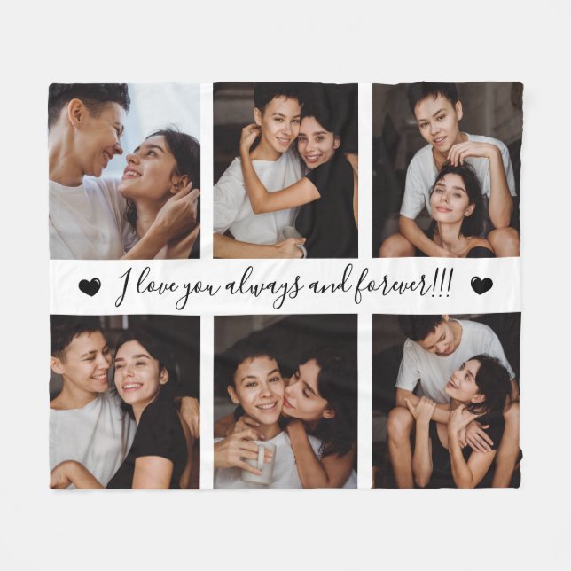 Cobertor De Velo Always & Forever Modern 6 Photo Collage (Frente (Horizontal))
