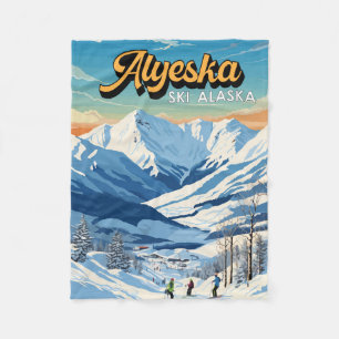 Cobertor De Velo Alyeska Alaska Winter Viagem Art Vintage