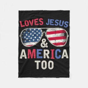 Cobertor De Velo Ama Jesus e América também retrô Deus cristão 4t