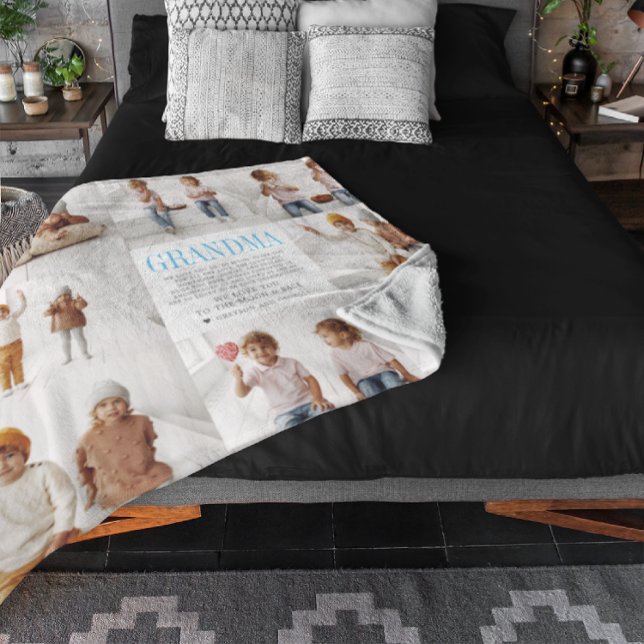 Cobertor De Velo Ama Sua Avó | Colagem de Fotografias de Mensagens  (Criador carregado)