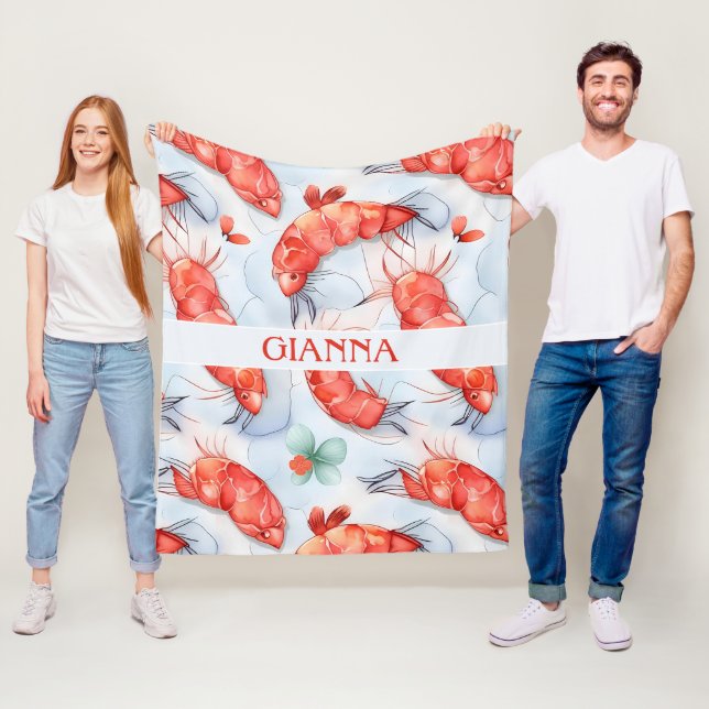 Cobertor De Velo Amano Shrimp Watercolor Patterno (In Situ)