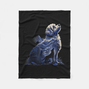 Cobertor De Velo Amante de cães Maltipoo uivando lua arte noturna d