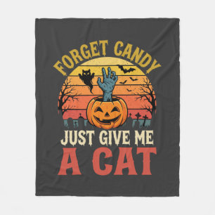 Cobertor De Velo Amante de Gato de Halloween Esqueça Doce Gráfico V