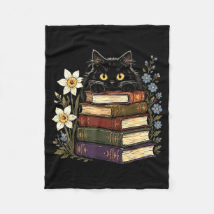 Cobertor De Velo Amante de Livros Gato Preto