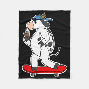 Cobertor De Velo Amante de skate de vaca engraçada adorável skatist