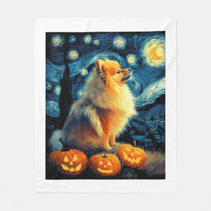 Cobertor De Velo Amantes de cães Pomerânia Pintura de van gogh estr