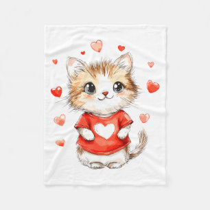Cobertor De Velo Amantes de Gatos Coração Garotas Gatinho Dia dos N