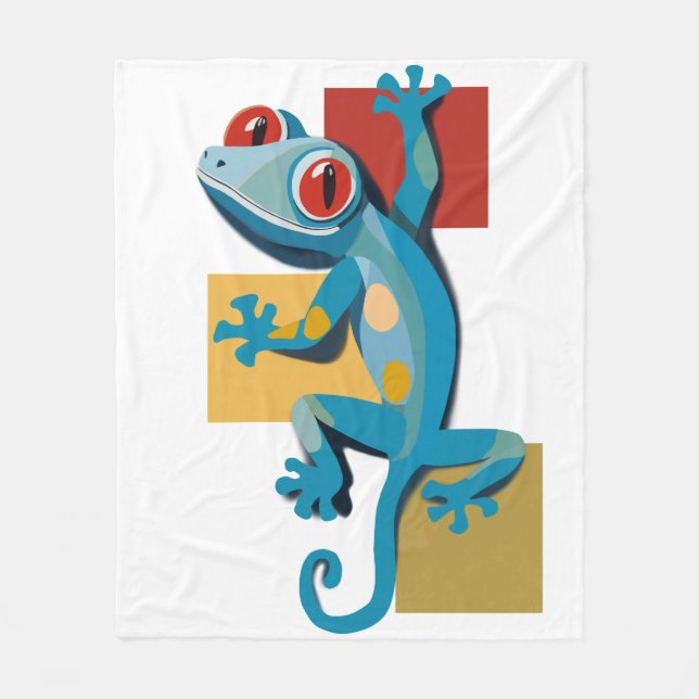 Cobertor De Velo Amantes do Réptil Gecko Azul-Cinto (Frente)