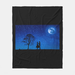Cobertor De Velo Amantes sob uma lua cheia    