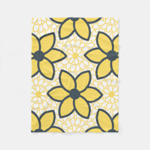 Cobertor De Velo Amarelo, Branco e Carvão Moderno Floral