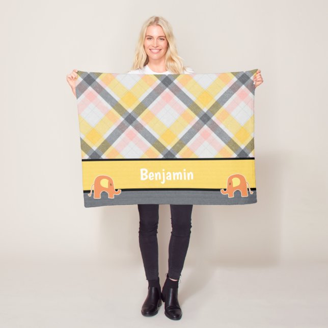 Cobertor De Velo Amarelo e Cinza Elefante Fleece Blanket (In Situ)