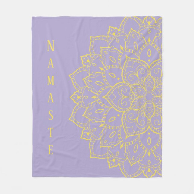 Cobertor De Velo Amarelo e Lavanda Mandala Fleece Blanket (Frente)