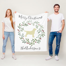 Cobertor De Velo Amarelo Labrador Feliz Natal Labrador Retriever