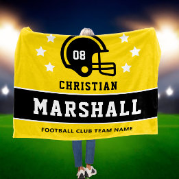 Cobertor De Velo Amarelo Preto Futebol Nome Número Personalizado