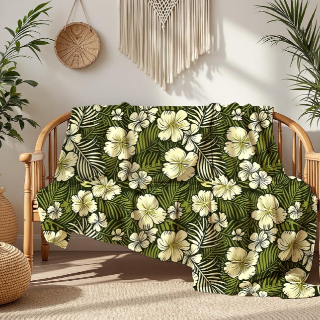 Cobertor De Velo Amarelo tropical e Floral verde (Criador carregado)