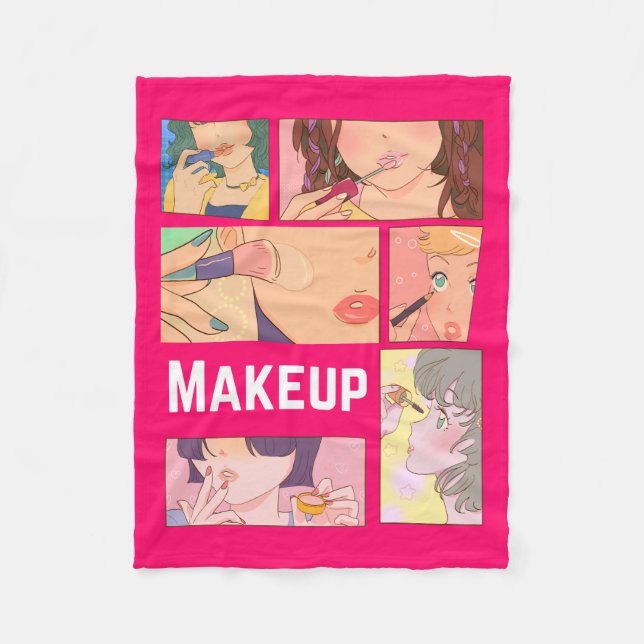 COBERTOR DE VELO AMAZENAR ANIME, MENINA, MAKEUS (Frente)