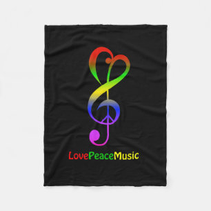 Cobertor De Velo Ame a paz, hippie treble clef