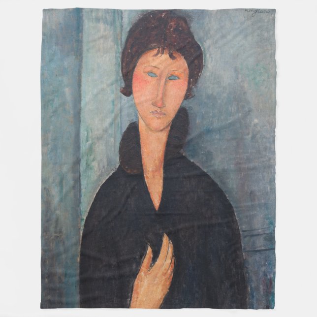 Cobertor De Velo Amedeo Modigliani - Mulher com Olhos Azuis (Frente)