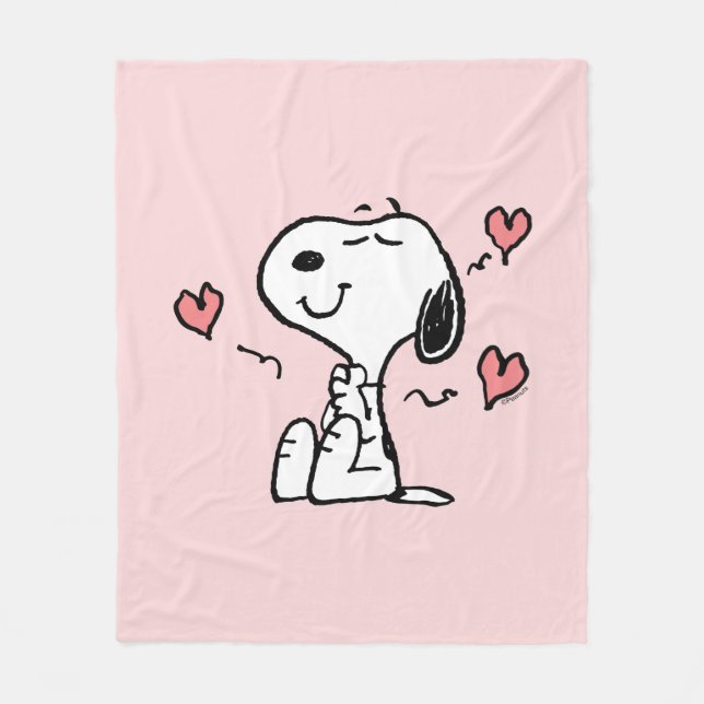 Cobertor De Velo Amendoins | Corações do Snoopy (Frente)