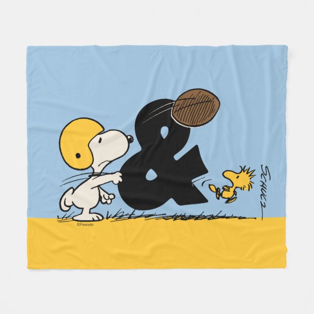 Cobertor De Velo Amendoins | Futebol Snoopy & Woodstock (Frente (Horizontal))